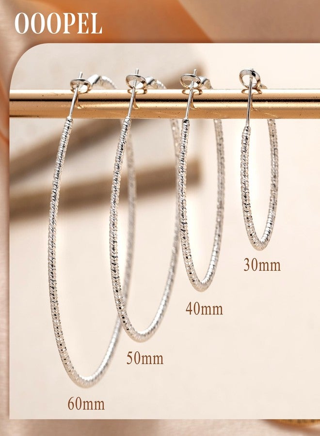 OOOPEL Sterling Silver Hoop Earrings for Women, Big Silver Earrings Hoops Lightweight Hypoallergenic Large Sterling Silver Hoop Earrings for Women 30MM 40MM 50MM 60MM - Image 5